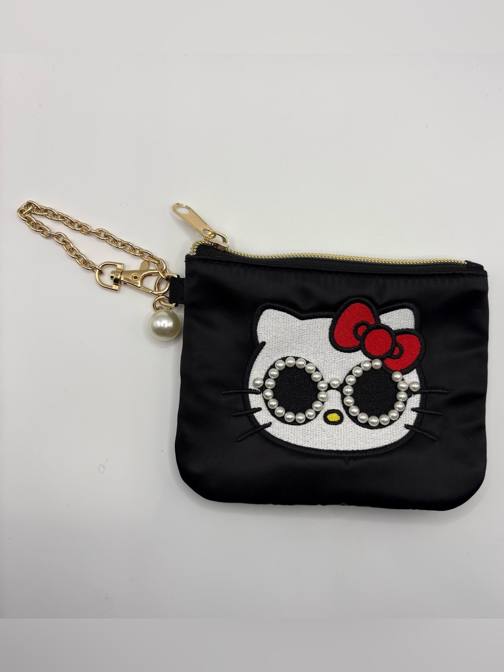 Sanrio x a-jolie Hello Kitty Black Nylon Pearl Sunglasses Pouch Wristlet